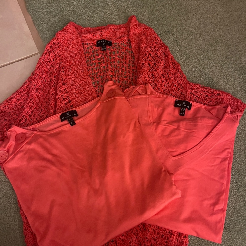 marble 3 piece blouse top set